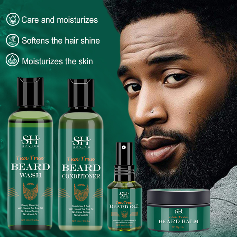 Hair Care Natural Products - Tea Tree Beard Oil Set For