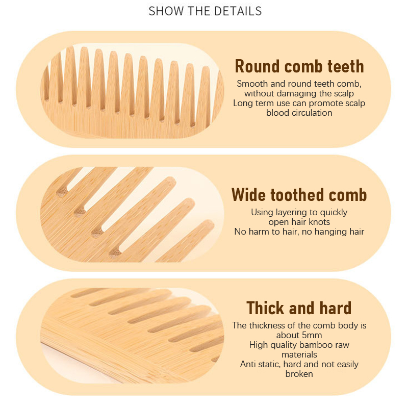 Bamboo Wide Tooth Comb Hair Br - Bamboo Hair Brush 评论和价格