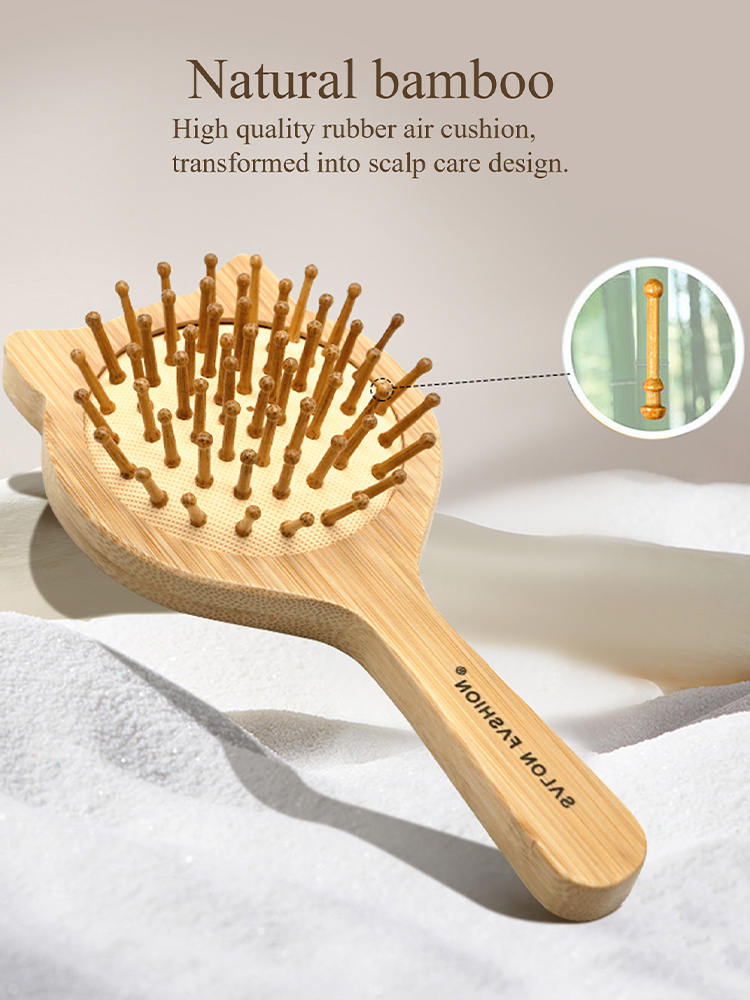 Cute Cat Wooden Comb Bamboo Ma - Bamboo Hair Brush 评论和价格
