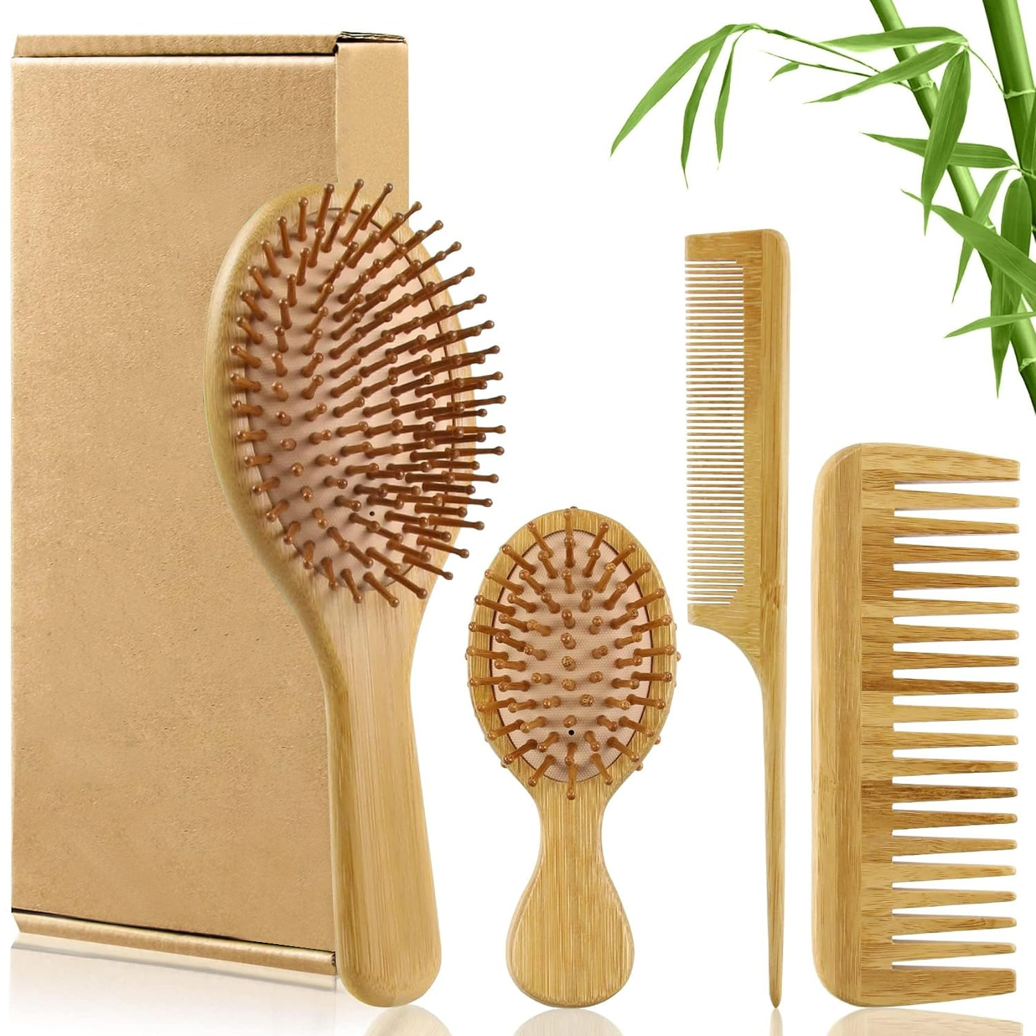 Bamboo Hair Brush Comb Set for - Bamboo Hair Brush 评论和价格